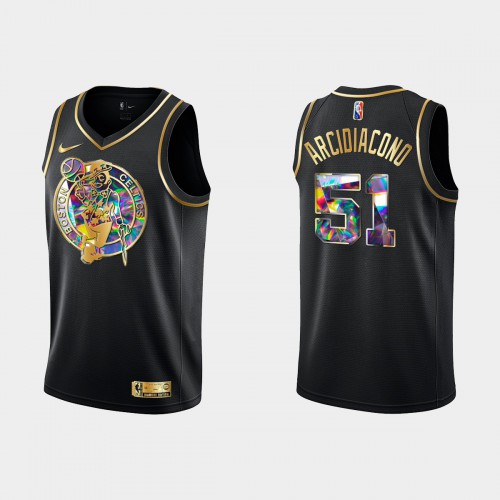 Boston Boston Celtics #51 Ryan Arcidiacono Mens Golden Edition Diamond Logo 2021/22 Swingman Jersey - Black Mens