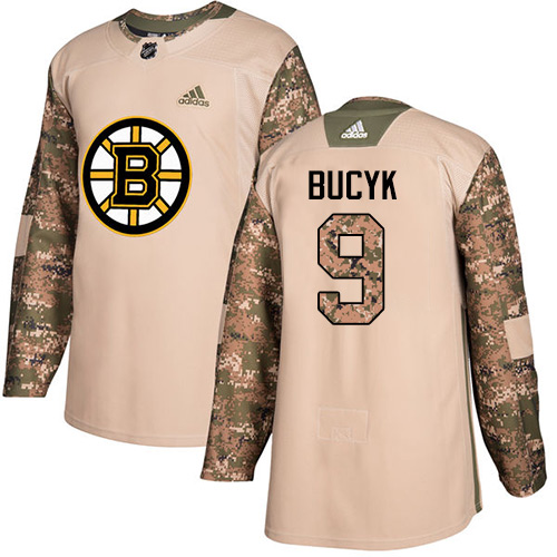 Adidas Boston Bruins #9 Johnny Bucyk Camo Authentic 2017 Veterans Day Stitched Jersey Men's