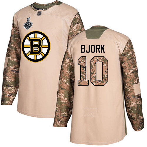 Adidas Boston Bruins #10 Anders Bjork Camo Authentic 2017 Veterans Day Stanley Cup Final Bound Youth Stitched Jersey Youth
