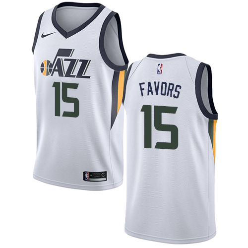 Utah Jazz #15 Derrick Favors White Swingman Association Edition Jersey Mens
