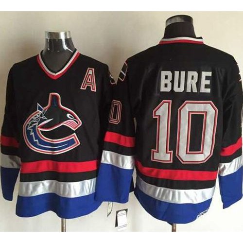 Vancouver Canucks #10 Pavel Bure Black/Blue CCM Throwback Stitched Jersey Men's