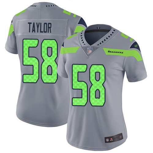 Seattle Seahawks #58 Darrell Taylor Gray Women's Stitched Limited Inverted Legend Jersey Womens