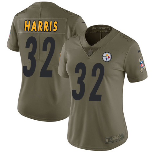 Steelers #32 Franco Harris Olive Women's Stitched Limited 2017 Salute To Service Jersey