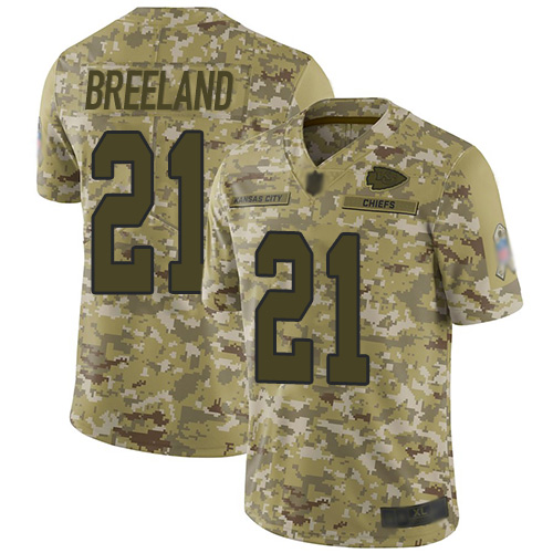 Kansas City Chiefs #21 Bashaud Breeland Camo Youth Stitched Limited 2018 Salute to Service Jersey Youth