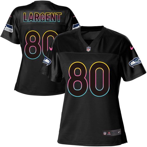 Seahawks #80 Steve Largent Black Women's Fashion Game Jersey