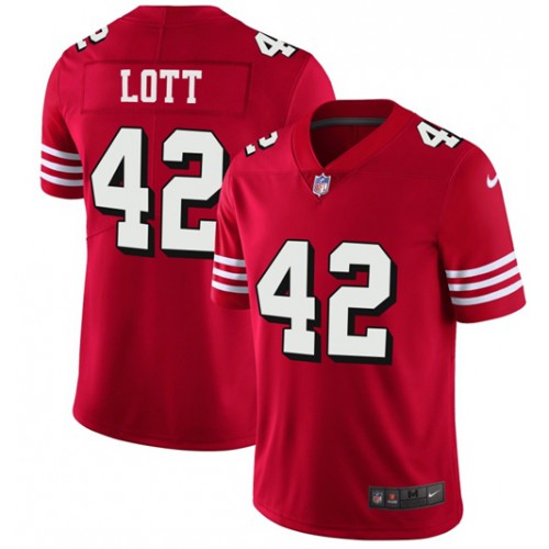San Francisco 49ers #42 Ronnie Lott Red Team Color Men's Stitched Vapor Untouchable Limited II Jersey Men's