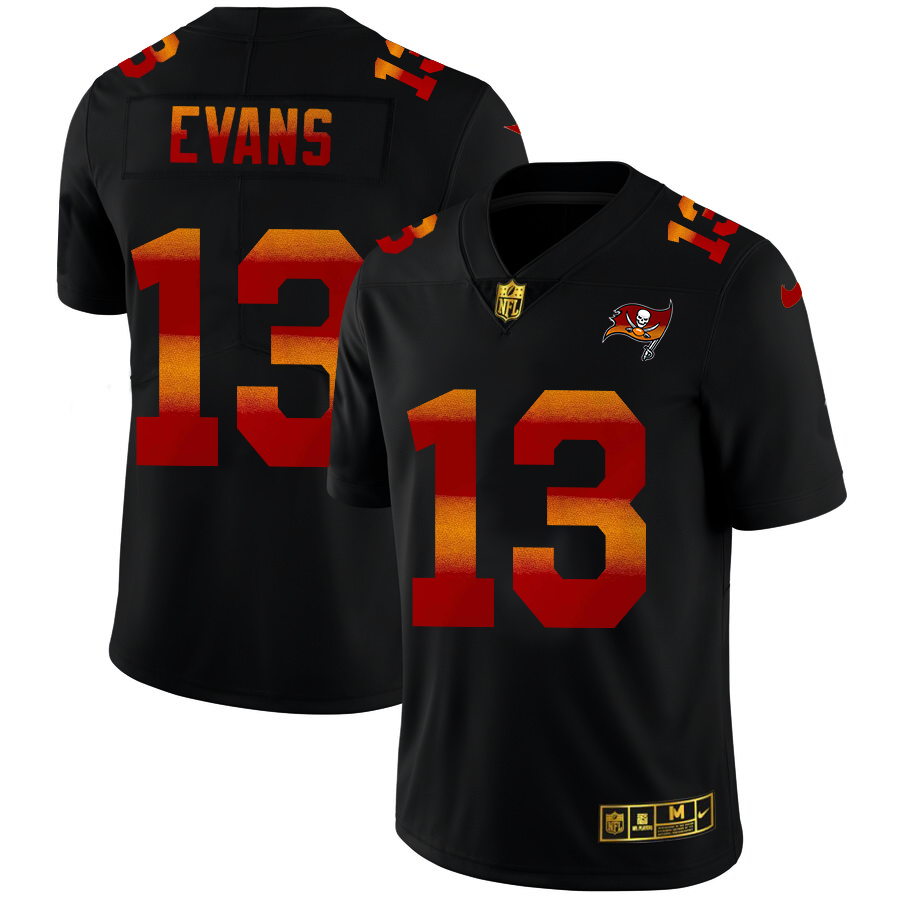 Tampa Bay Buccaneers #13 Mike Evans Men's Black Red Orange Stripe Vapor Limited Jersey