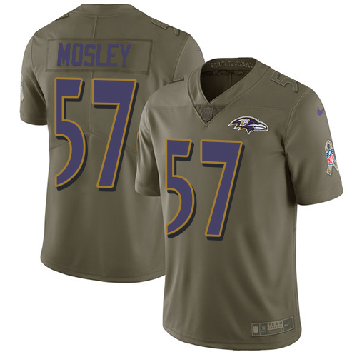 Baltimore Ravens #57 C.J. Mosley Olive Youth Stitched Limited 2017 Salute to Service Jersey Youth