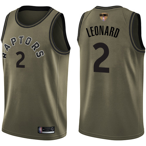 Toronto Raptors #2 Kawhi Leonard Green 2019 Finals Bound Swingman Salute to Service Jersey Mens