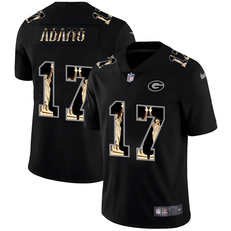 Green Bay Packers #17 Davante Adams Carbon Black Vapor Statue Of Liberty Limited Jersey