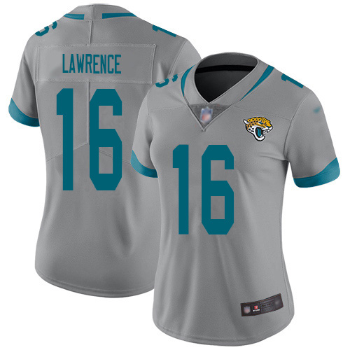 Jaguars #16 Trevor Lawrence Silver Women's Stitched Limited Inverted Legend Jersey