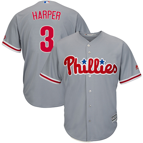 Philadelphia Phillies #3 Bryce Harper Grey New Cool Base Stitched Jersey Men's