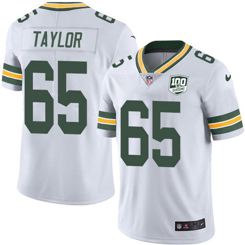 Green Bay Packers #65 Lane Taylor White Men's 100th Season Stitched Vapor Untouchable Limited Jersey Men's
