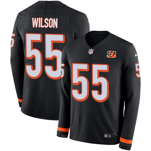 Cincinnati Bengals #55 Logan Wilson Black Team Color Men's Stitched Limited Therma Long Sleeve Jersey Men's