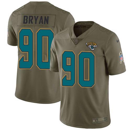 Jacksonville Jaguars #90 Taven Bryan Olive Men's Stitched Limited 2017 Salute To Service Jersey Men's