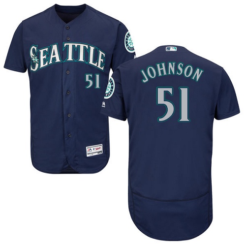 Seattle Mariners #51 Randy Johnson Navy Blue Flexbase Authentic Collection Stitched Jersey Men's