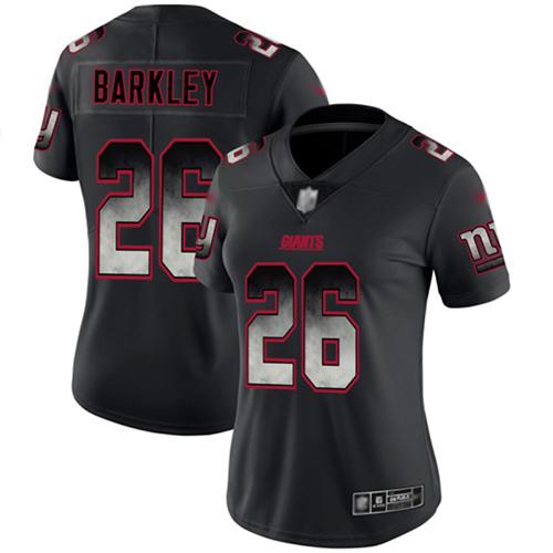 Giants #26 Saquon Barkley Black Women's Stitched Vapor Untouchable Limited Smoke Fashion Jersey