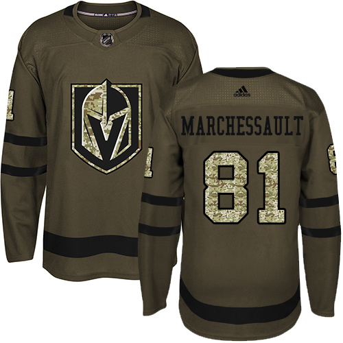 Adidas Golden Vegas Golden Knights #81 Jonathan Marchessault Green Salute to Service Stitched Youth Jersey Youth