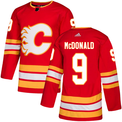 Adidas Calgary Flames #9 Lanny McDonald Red Alternate Authentic Stitched Jersey Men's