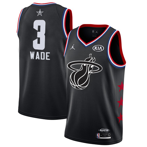 Miami Heat #3 Dwyane Wade Black Jordan Swingman 2019 All-Star Game Jersey Mens