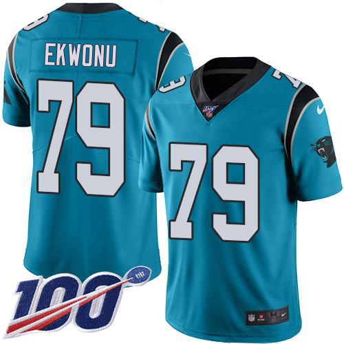 Panthers #79 Ikem Ekwonu Blue Alternate Youth Stitched 100th Season Vapor Untouchable Limited Jersey