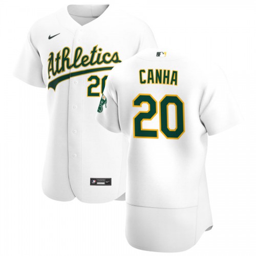 Oakland Oakland Athletics #20 Mark Canha Men's White Home 2020 Authentic Player Jersey Men's