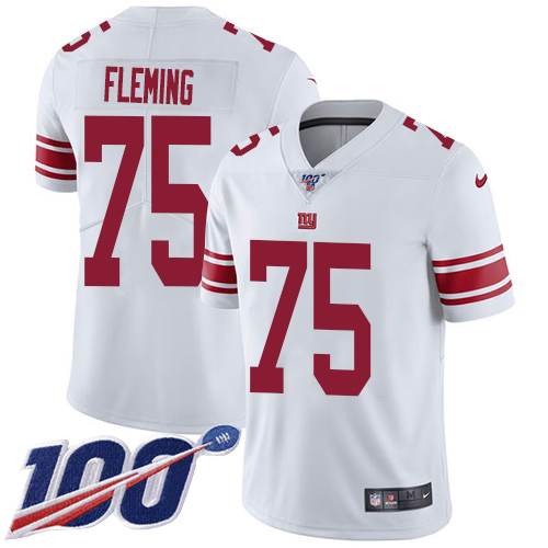 New York Giants #75 Cameron Fleming White Men's Stitched 100th Season Vapor Untouchable Limited Jersey Men's