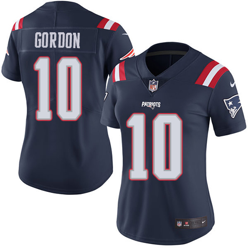 New England Patriots #10 Josh Gordon Navy Blue Women's Stitched Limited Rush Jersey Womens