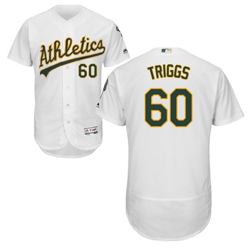 Oakland Athletics #60 Andrew Triggs White Flexbase Authentic Collection Stitched Jersey Men's