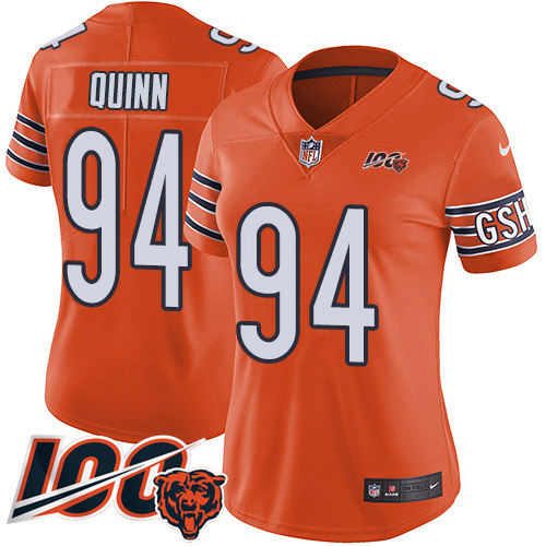Chicago Bears #94 Robert Quinn Orange Women's Stitched Limited Rush 100th Season Jersey Womens