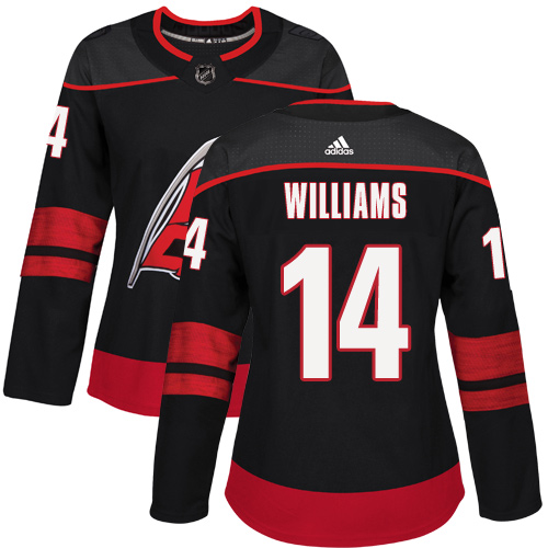 Adidas Carolina Hurricanes #14 Justin Williams Black Alternate Authentic Women's Stitched Jersey Womens