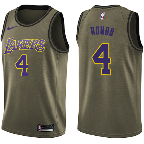 Los Angeles Lakers #4 Rajon Rondo Green Salute to Service Womens Swingman Jersey Womens
