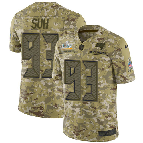 Tampa Bay Buccaneers #93 Ndamukong Suh Camo Youth Super Bowl LV Bound Stitched Limited 2018 Salute To Service Jersey Youth