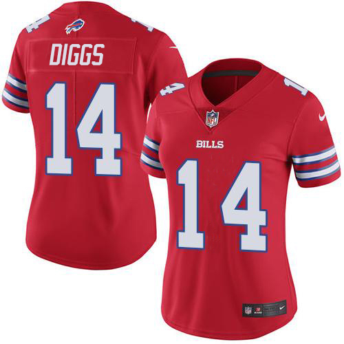 Bills #14 Stefon Diggs Red Women's Stitched Limited Rush Jersey