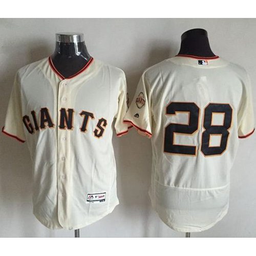 San Francisco Giants #28 Buster Posey Cream Flexbase Authentic Collection Stitched Jersey Men's