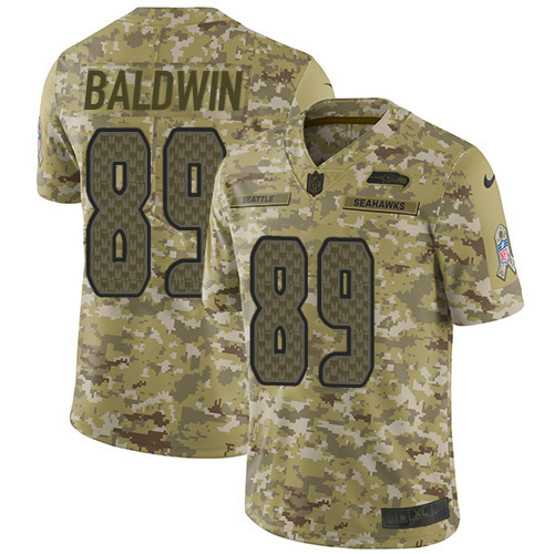 Seattle Seahawks #89 Doug Baldwin Camo Men's Stitched Limited 2018 Salute To Service Jersey Men's