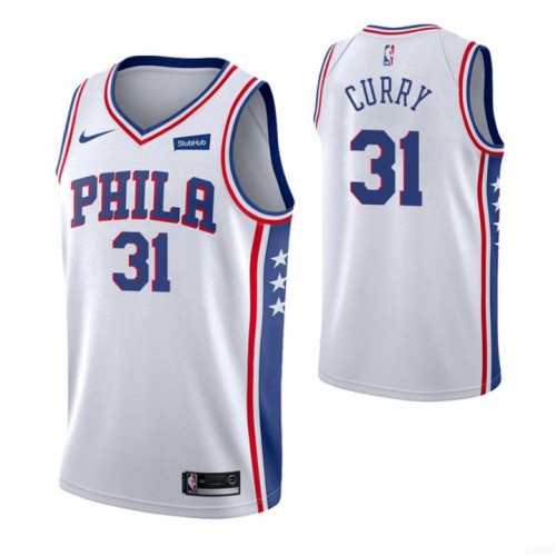 Philadelphia 76ers #31 Seth Curry White Swingman Association Edition Jersey Mens
