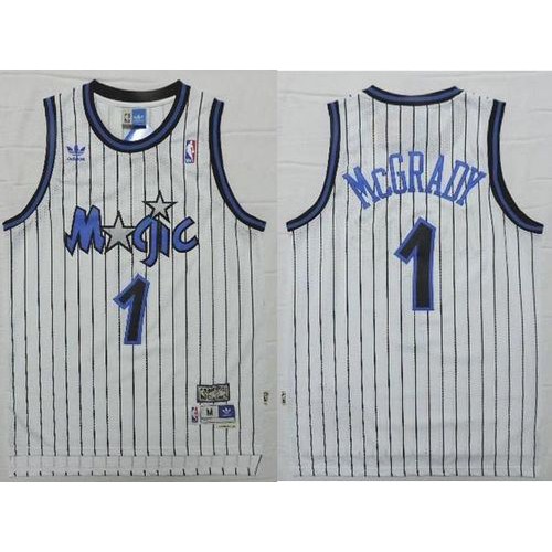 Orlando Magic #1 Tracy Mcgrady White Throwback Stitched Jersey Mens