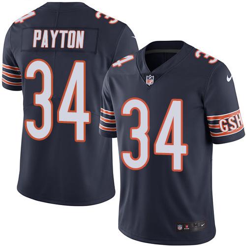 Bears #34 Walter Payton Navy Blue Team Color Youth Stitched Vapor Untouchable Limited Jersey