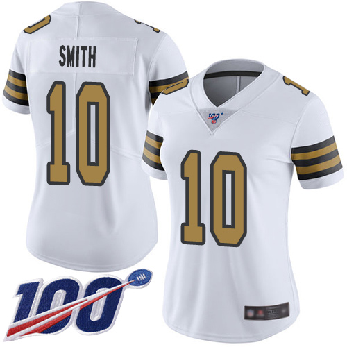 New Orleans Saints #10 Tre'Quan Smith White Women's Stitched Limited Rush 100th Season Jersey Womens