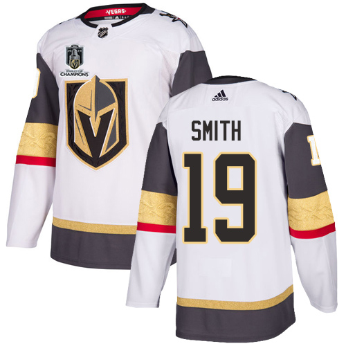 Adidas Golden Knights #19 Reilly Smith White Road 2023 Stanley Cup Champions Authentic Stitched Jersey