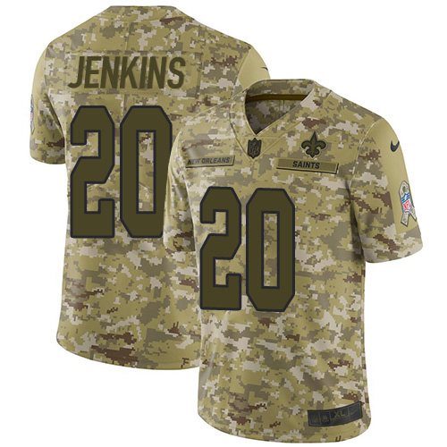 New Orleans Saints #20 Janoris Jenkins Camo Men's Stitched Limited 2018 Salute To Service Jersey Men's