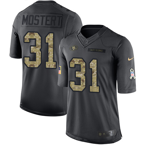 San Francisco 49ers #31 Raheem Mostert Black Youth Stitched Limited 2016 Salute to Service Jersey Youth