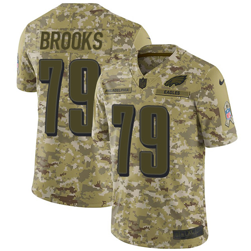 Philadelphia Eagles #79 Brandon Brooks Camo Men's Stitched Limited 2018 Salute To Service Jersey Men's