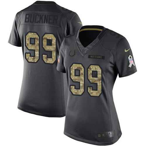 Indianapolis Colts #99 DeForest Buckner Black Women's Stitched Limited 2016 Salute to Service Jersey Womens