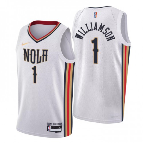 New Orleans New Orleans Pelicans #1 Zion Williamson Mens White 2021/22 Swingman Jersey - City Edition Mens