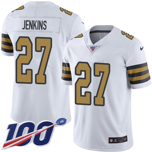 New Orleans Saints #27 Malcolm Jenkins White Men's Stitched Limited Rush 100th Season Jersey Men's