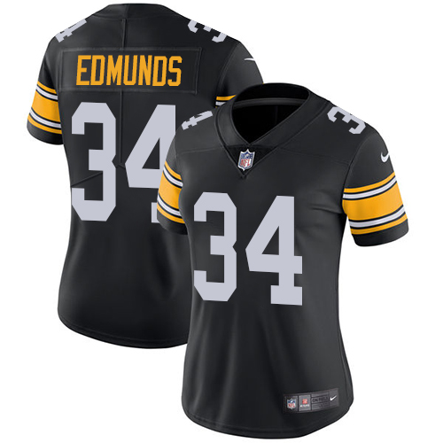 Pittsburgh Steelers #34 Terrell Edmunds Black Alternate Women's Stitched Vapor Untouchable Limited Jersey Womens