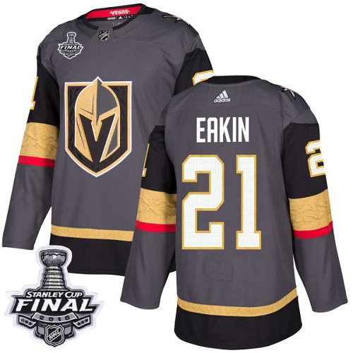 Adidas Golden Vegas Golden Knights #21 Cody Eakin Grey Home Authentic 2018 Stanley Cup Final Stitched Jersey Men's