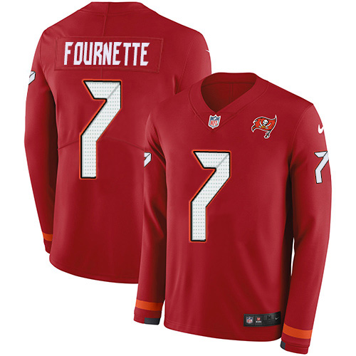 Tampa Bay Buccaneers #7 Leonard Fournette Red Team Color Men's Stitched Limited Therma Long Sleeve Jersey